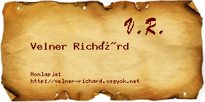 Velner Richárd névjegykártya